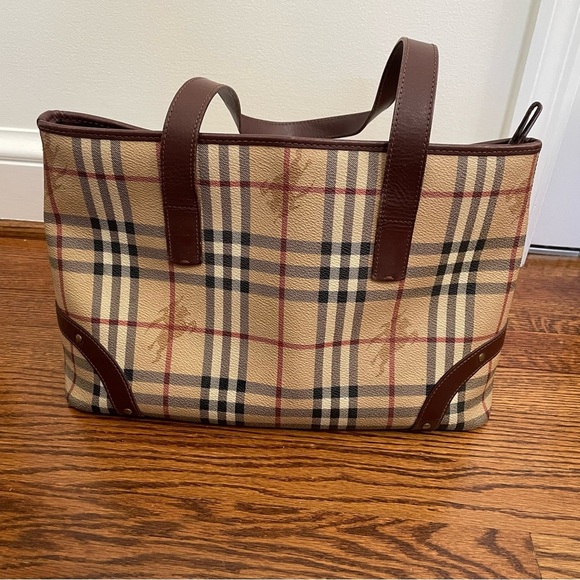 Burberry Beige Haymarket Check Canvas Shoulder Bag - Picture 1 of 12